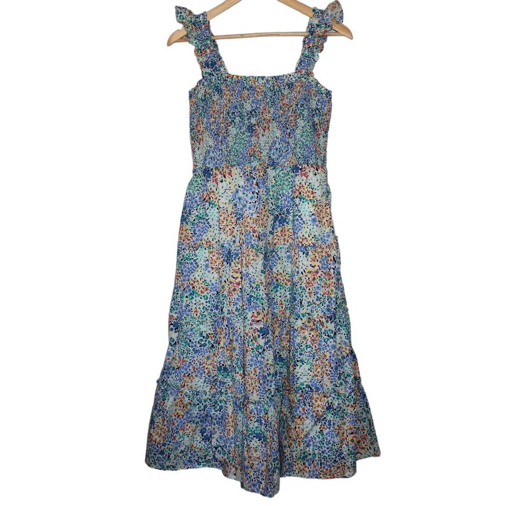 Women's J. Crew Floral Smocked Tiered Midi Dress Summer Dress Women's Size Small